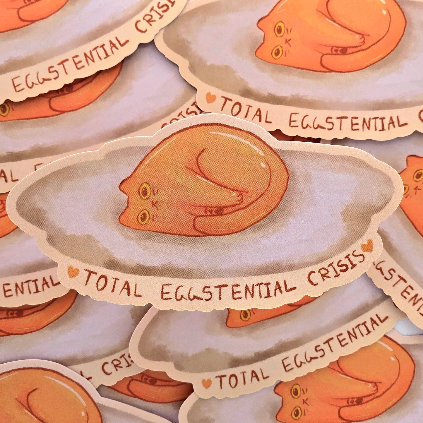 Eggstential Crisis Cat - Matte Vinyl Sticker