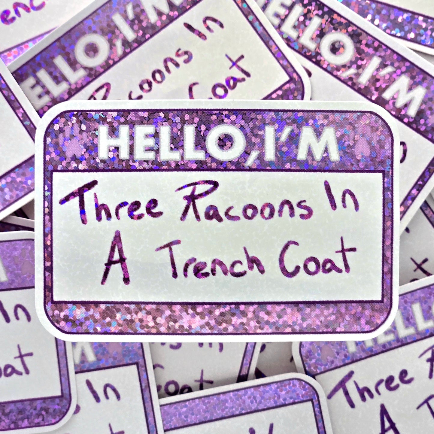 Hello I'm Racoons - Glitter Vinyl Sticker
