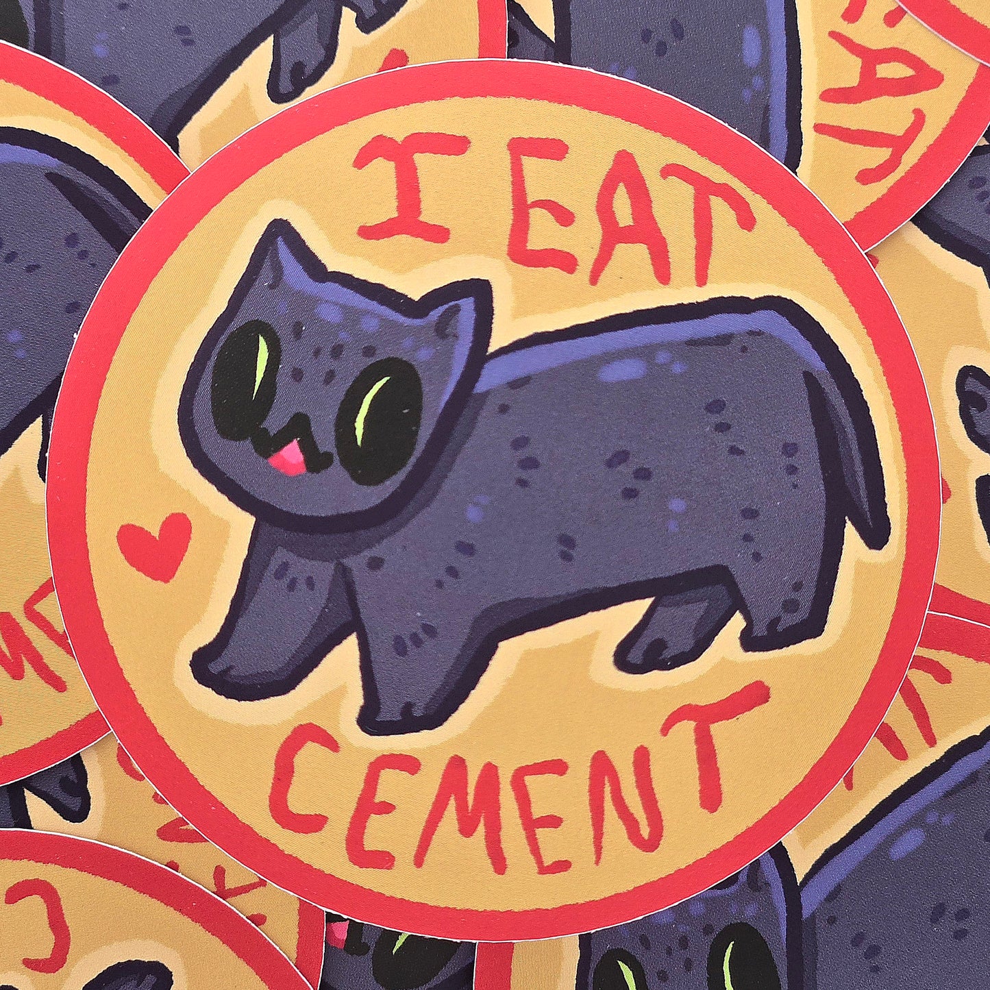 I Eat Cement Cat - Matte Vinyl Sticker