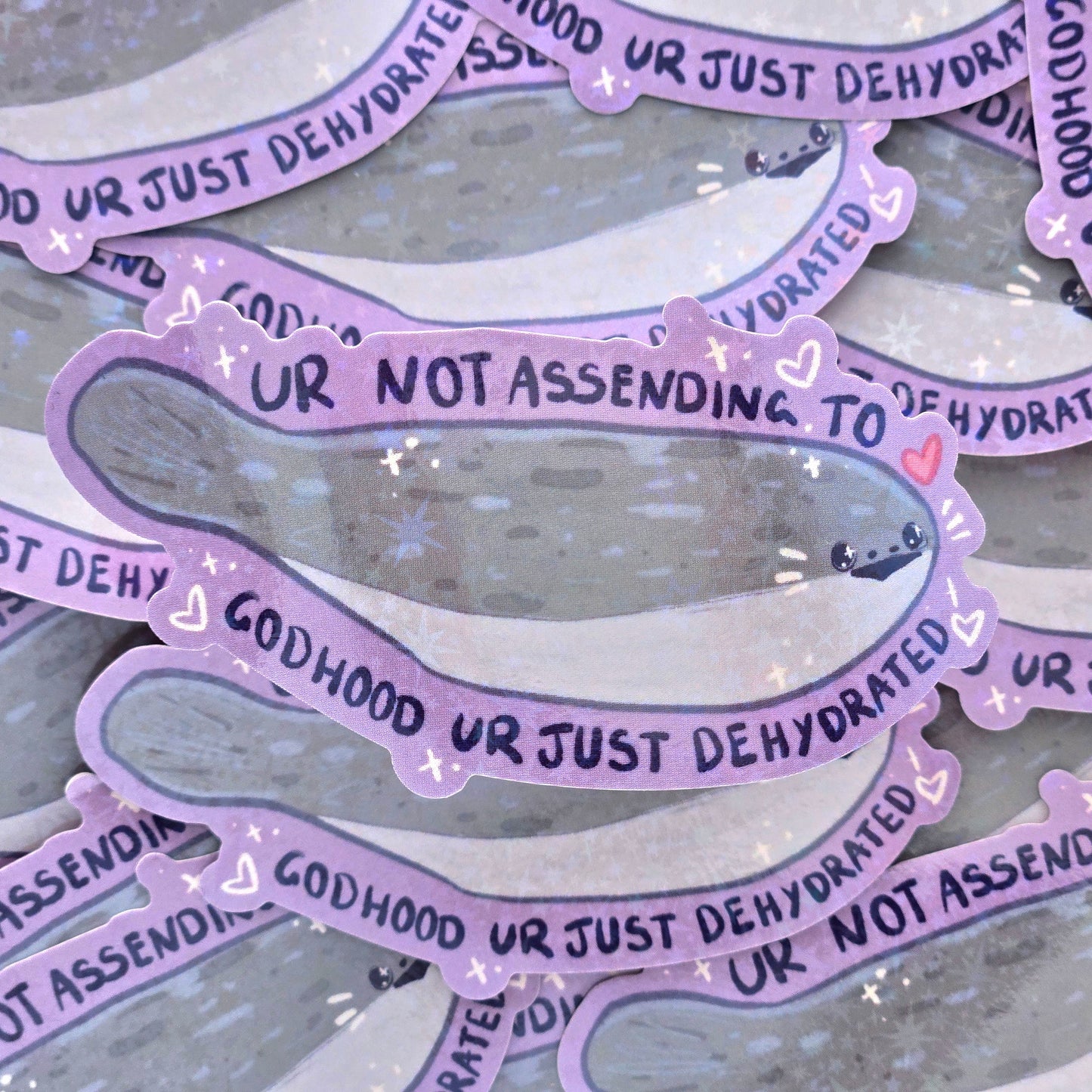 Sacabambaspis meme Fish - Holo Vinyl Sticker