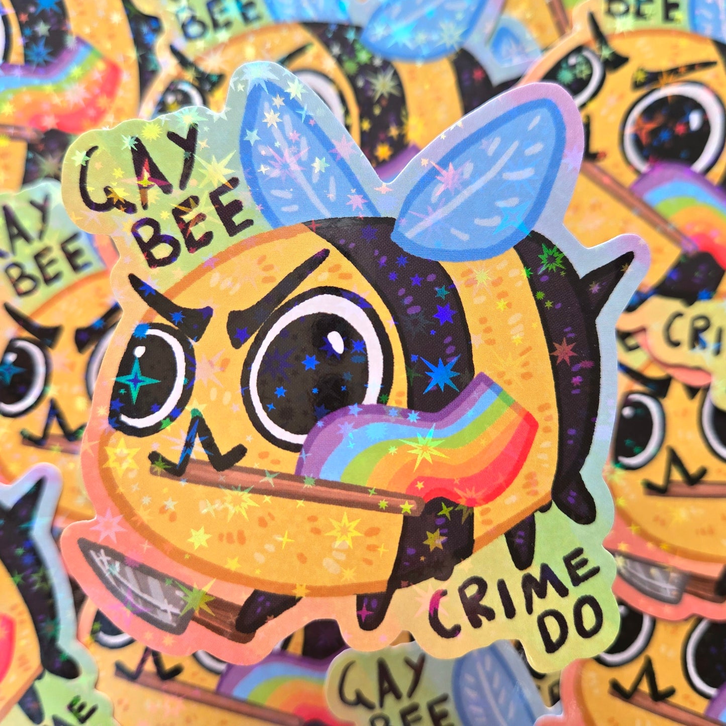 Gay Bee Crime Do - Holo Vinyl Sticker