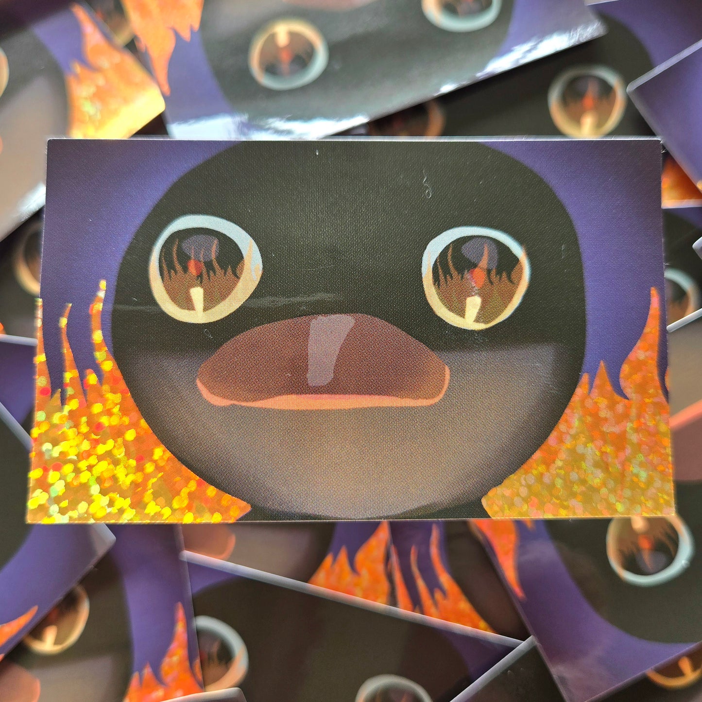 Pengu Fire - Glitter Vinyl Sticker
