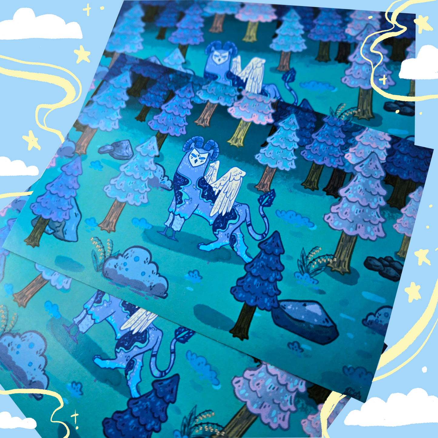 Blue Forest Owl Deer