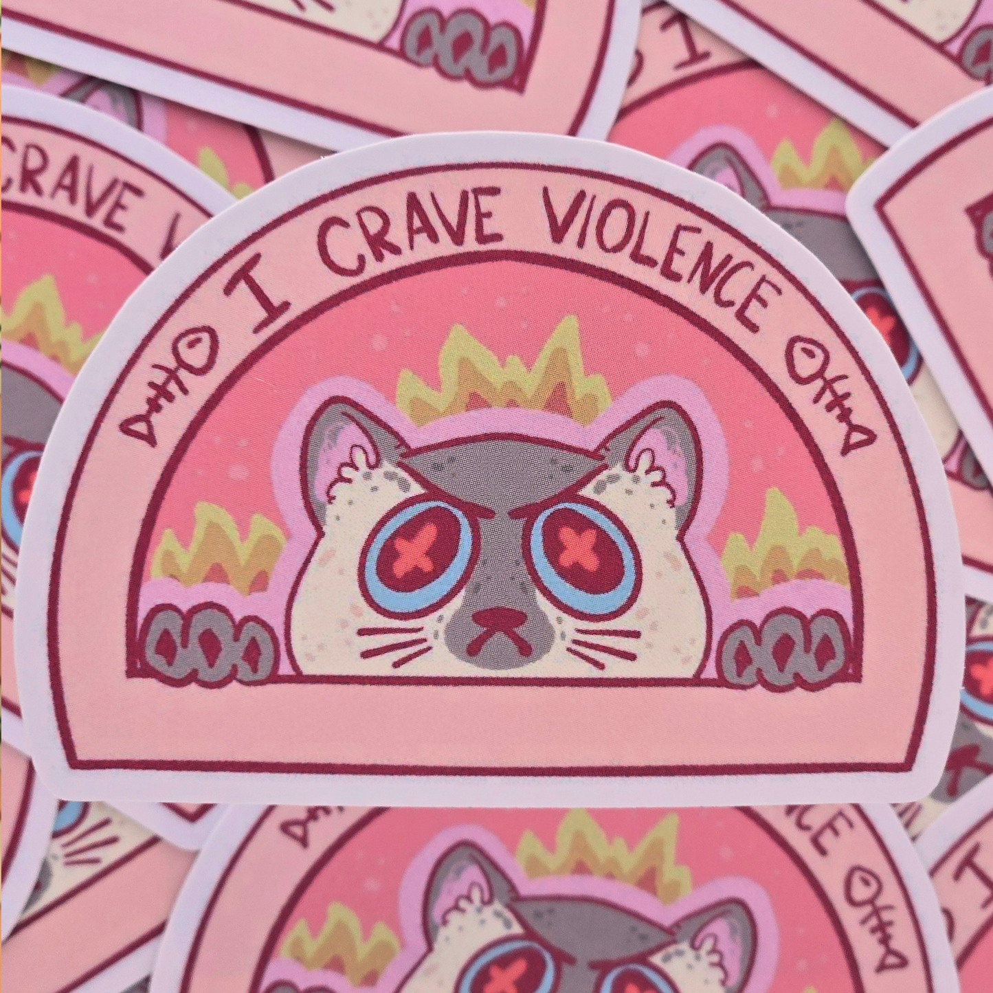 I Crave Violence Cat - Matte Vinyl Sticker