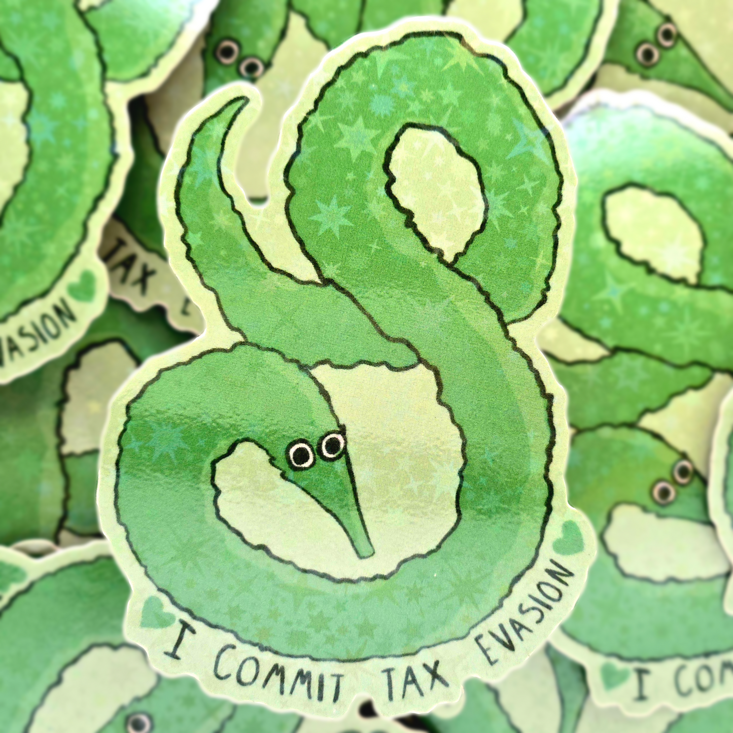 Worm Green - Holo Vinyl Sticker