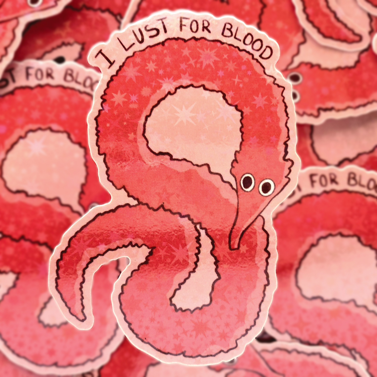 Worm Red - Holo Vinyl Sticker