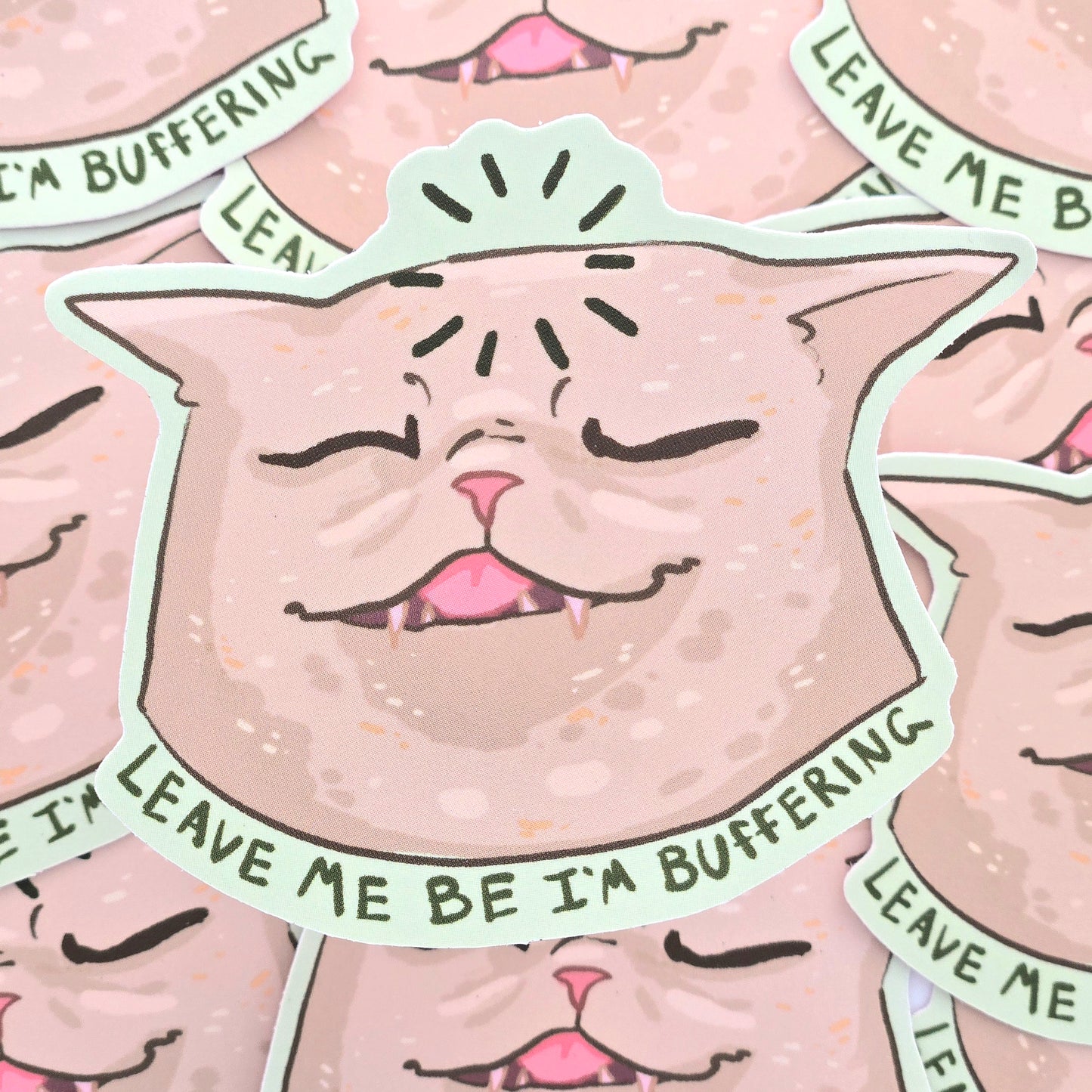 Buffering Cat - Matte Vinyl Sticker