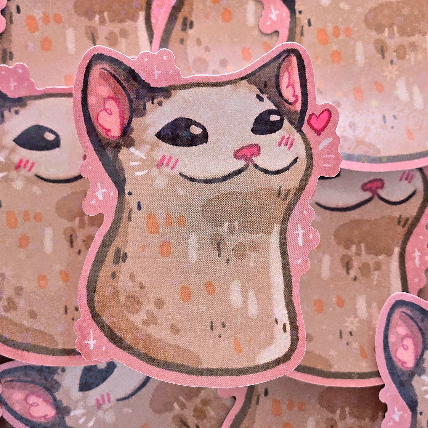 Pop Cat Closed - Holo Vinyl Sticker