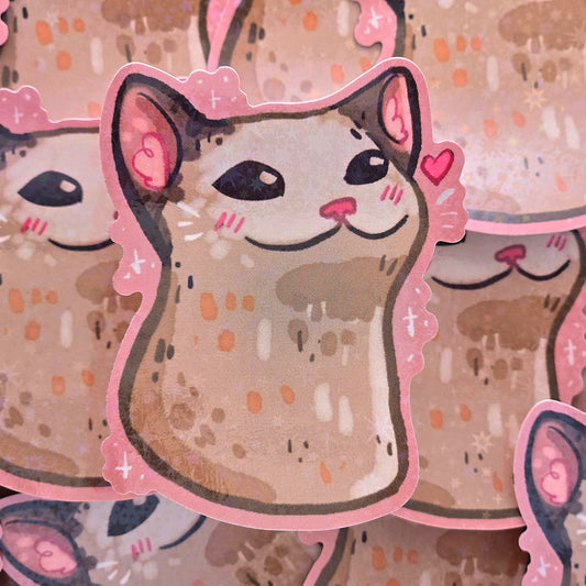 Pop Cat Closed - Holo Vinyl Sticker