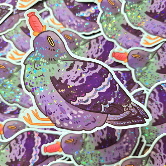Sausage Pigeon - Glitter Vinyl Sticker