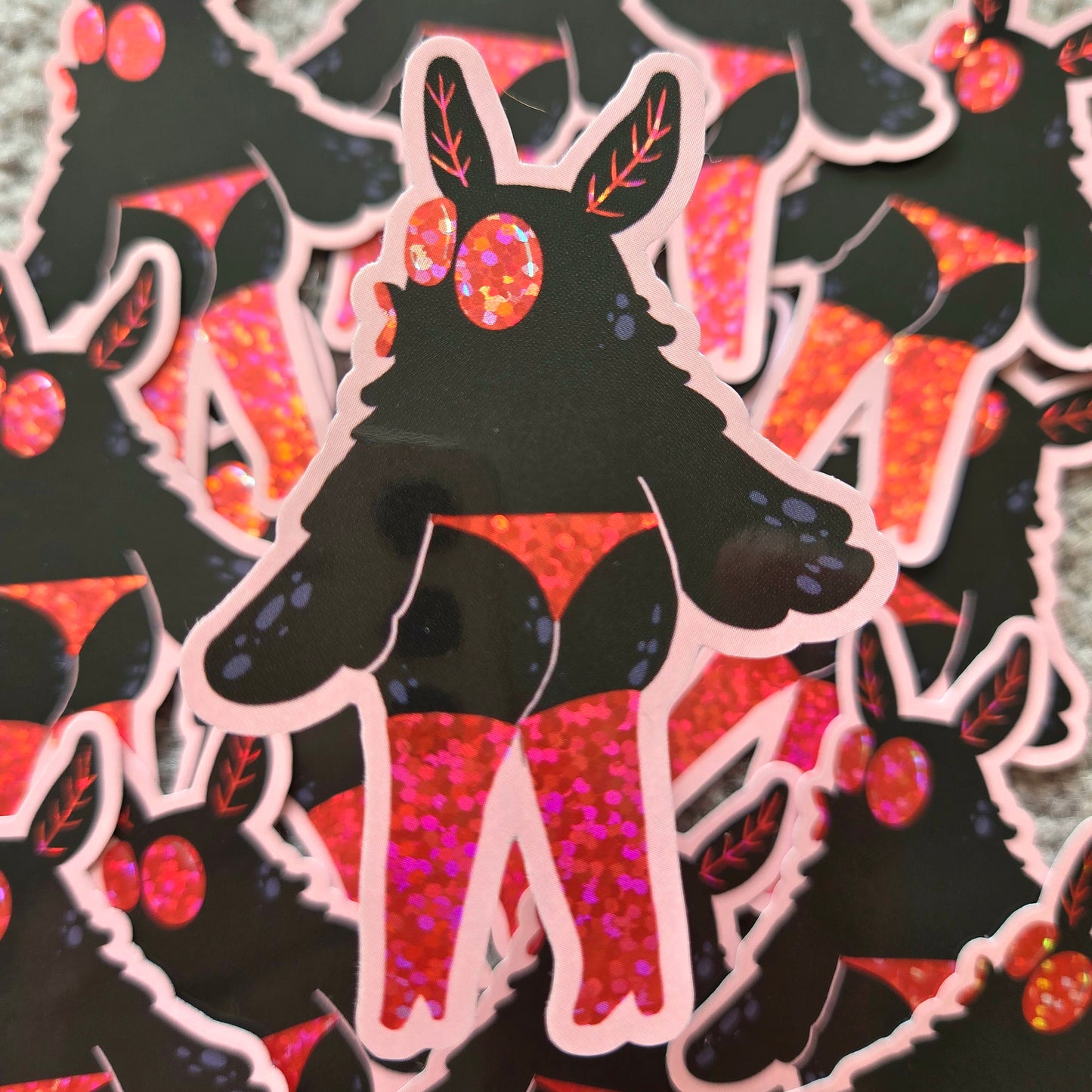 Moth Man Slay - Glitter Vinyl Sticker