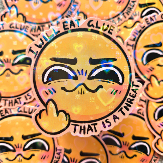 Emote Eat Glue - Holo Vinyl Sticker