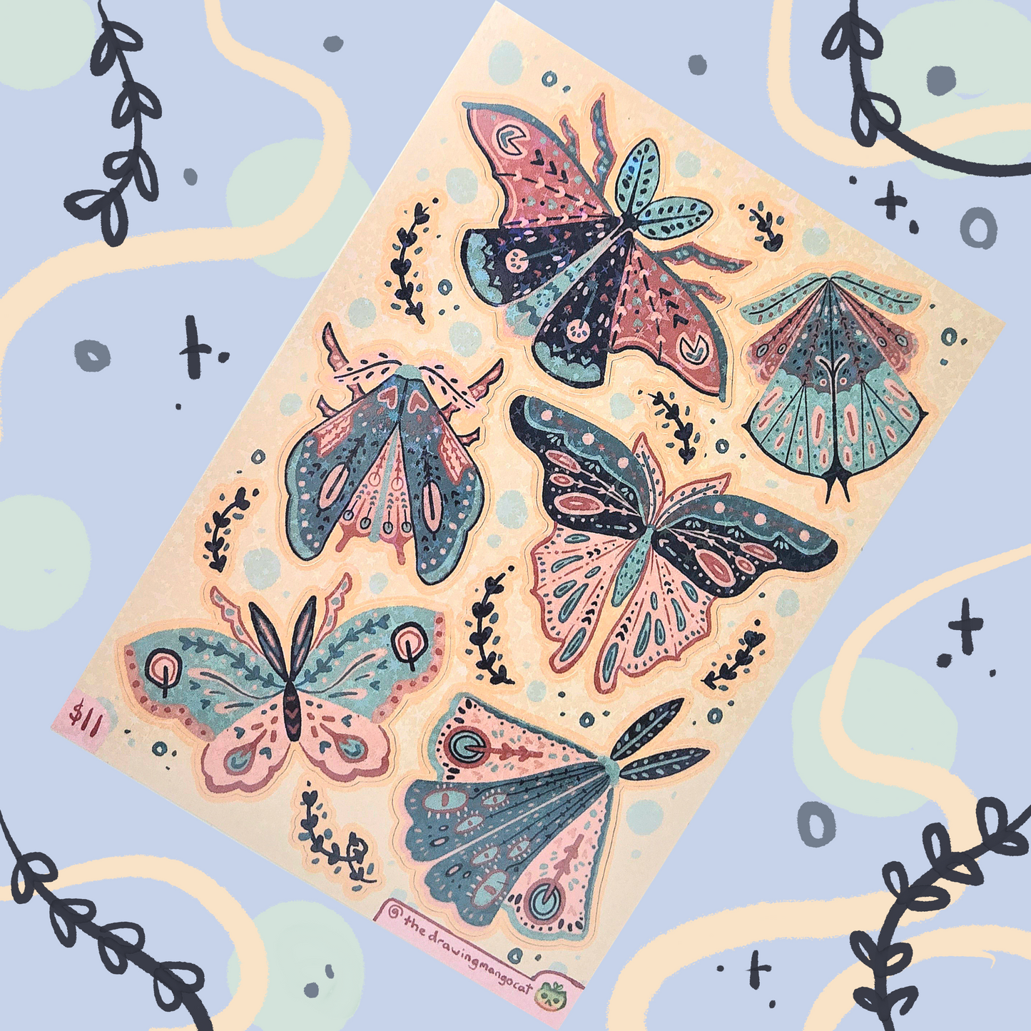 Magical Moths - Holo Vinyl Sticker Sheet