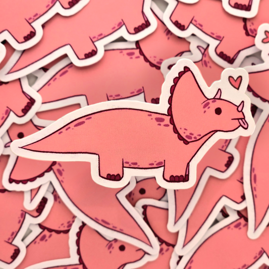 Pink Triceratops - Vinyl Dinosaur Sticker